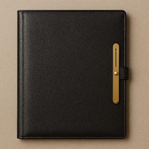18 Elegant Leather Look Portfolio Folder with Brass Fastener for Business Presentations